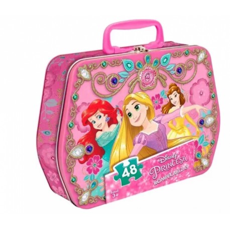 Lonchera Metalica Con Rompecabezas 48pzs Princesas De Disney-JuguetesFugaz-Juegos de Mesa