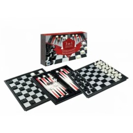 3 En 1 Ajedrez Damas Inglesas Backgammon Magnetico-JuguetesFugaz-Familiar