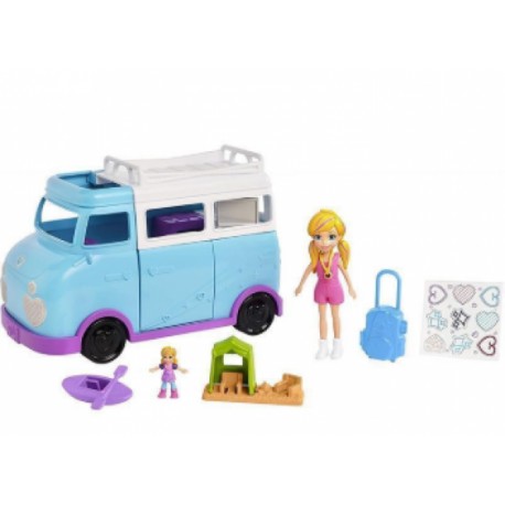 Polly Pocket Furgoneta de Campamento Muñeca y Accesorios-JuguetesFugaz-Niñas