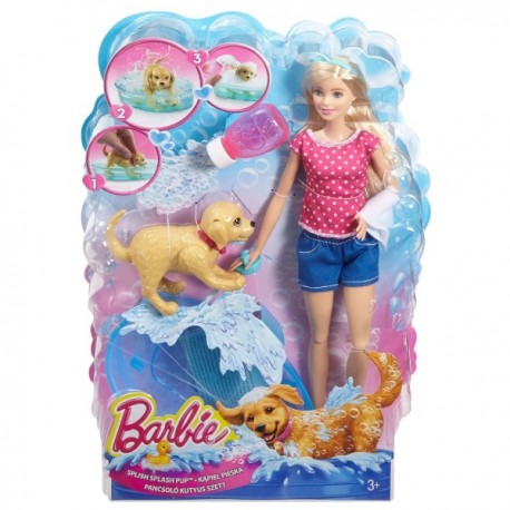 BARBIE BAÑO DE PERRITOS-JuguetesFugaz-Barbie