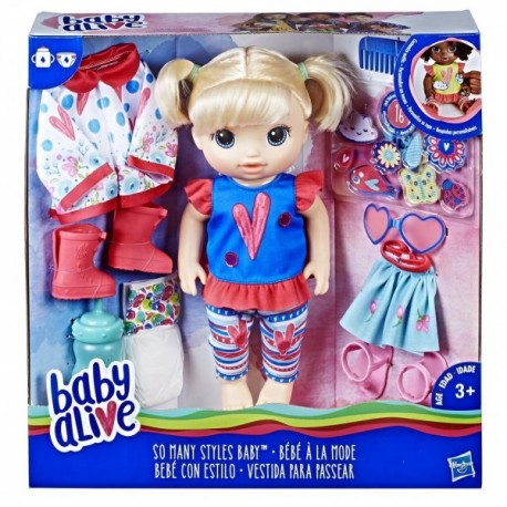 Baby Alive Bebé con estilo (Cabello rubio lacio)-JuguetesFugaz-Muñecas