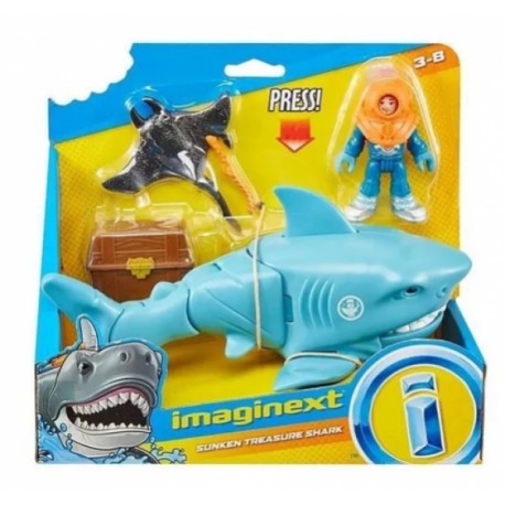 Imaginext Tiburon Con Buzo Y Tesoro Fisher Price-JuguetesFugaz-1 año