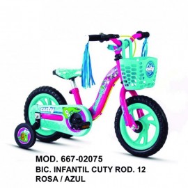 Bicicleta Infantil Cuty Rodada12 Rosa Azul-JuguetesFugaz-Bicicletas